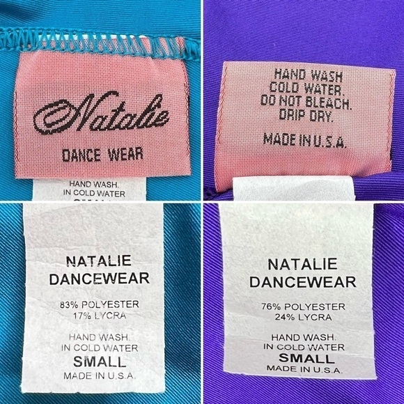 Natalie Dance Wear 2 Halter Leotards Small Purple Blue + Capezio Tights New NWT - Picture 5 of 10
